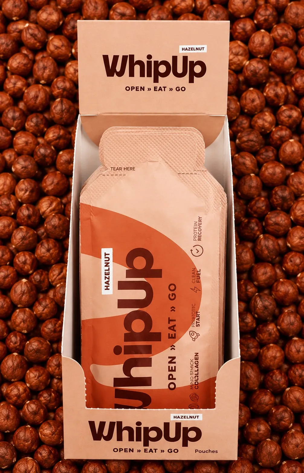 WHIPUP® HAZELNUT Display Box – 10 x 32g Pouches