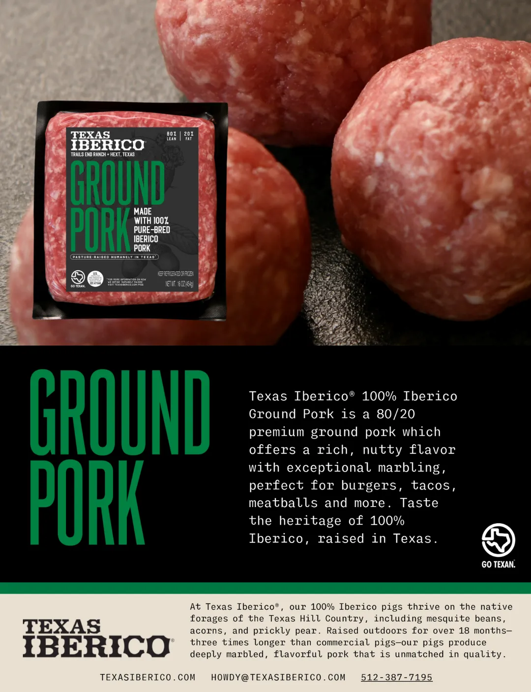 Texas Iberico® Food Service Ground Pork (20.00 lbs)