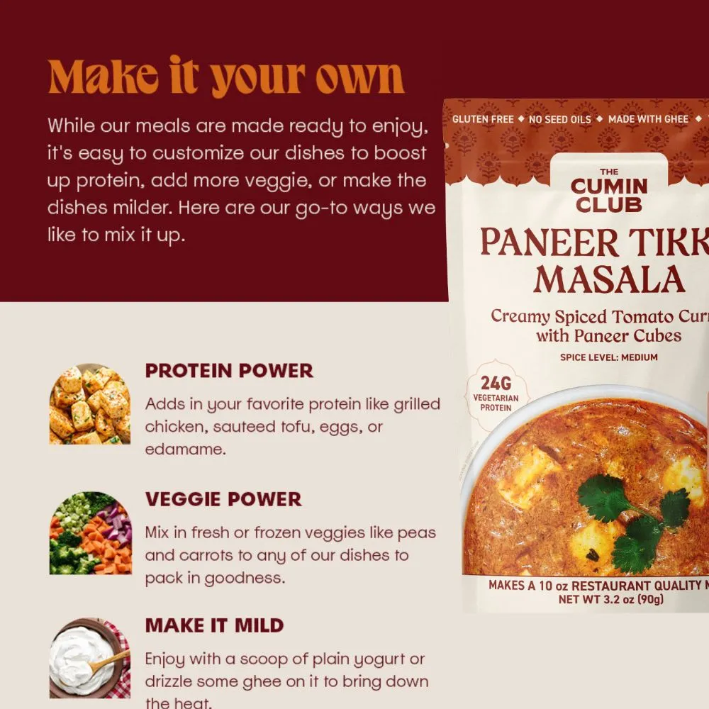 The Cumin Club Paneer Tikka Masala Ready to eat Indian Meal