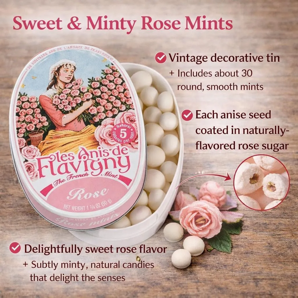 Les Anis de Flavigny All Natural Rose Mints 1.8oz