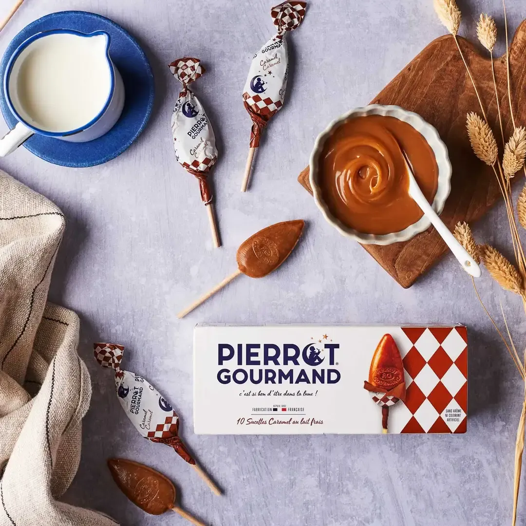 Pierrot Gourmand Milk Caramel Lollipops Box 4.58oz - 10CT