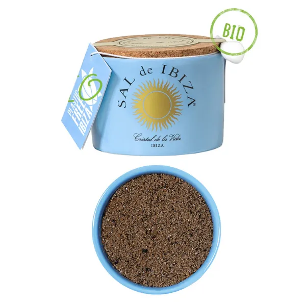 Sal de Ibiza Fleur de Sel Mar Blau in a Ceramic Jar 4.4oz