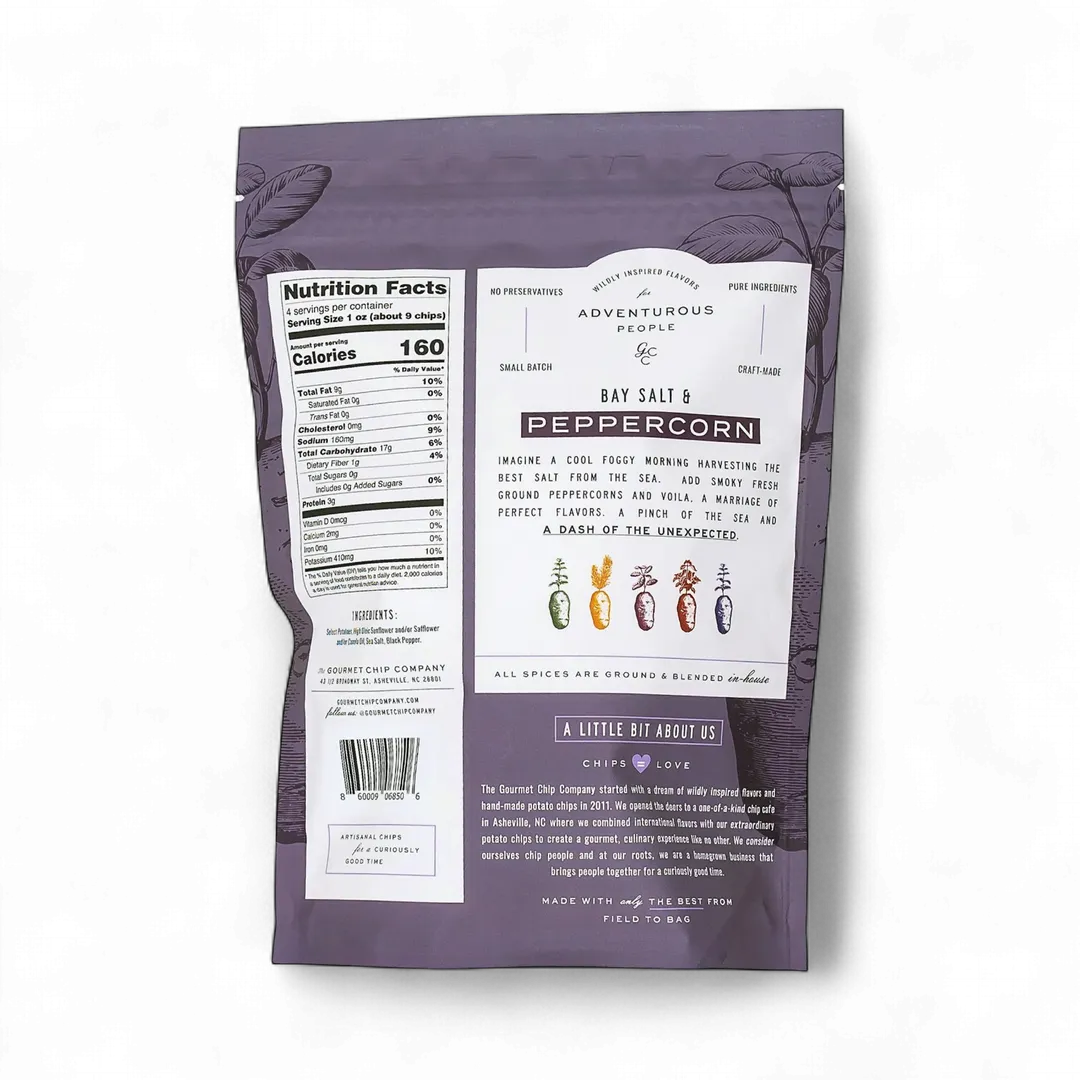 Bay Salt and Peppercorn Thick Cut Potato Chips - Case of 12