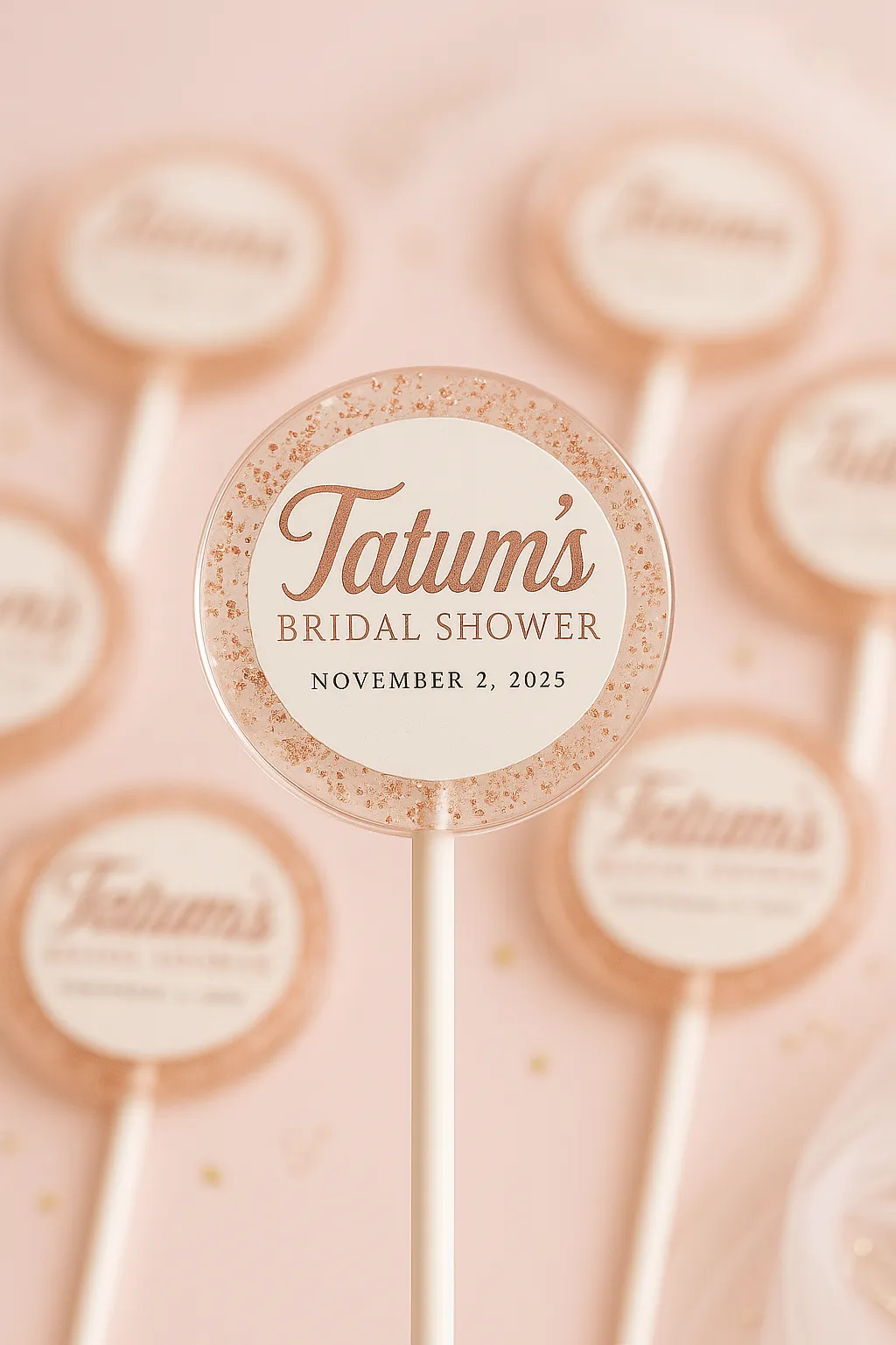 Bridal Shower Lollipops – Custom Rose Gold Wedding Favors 