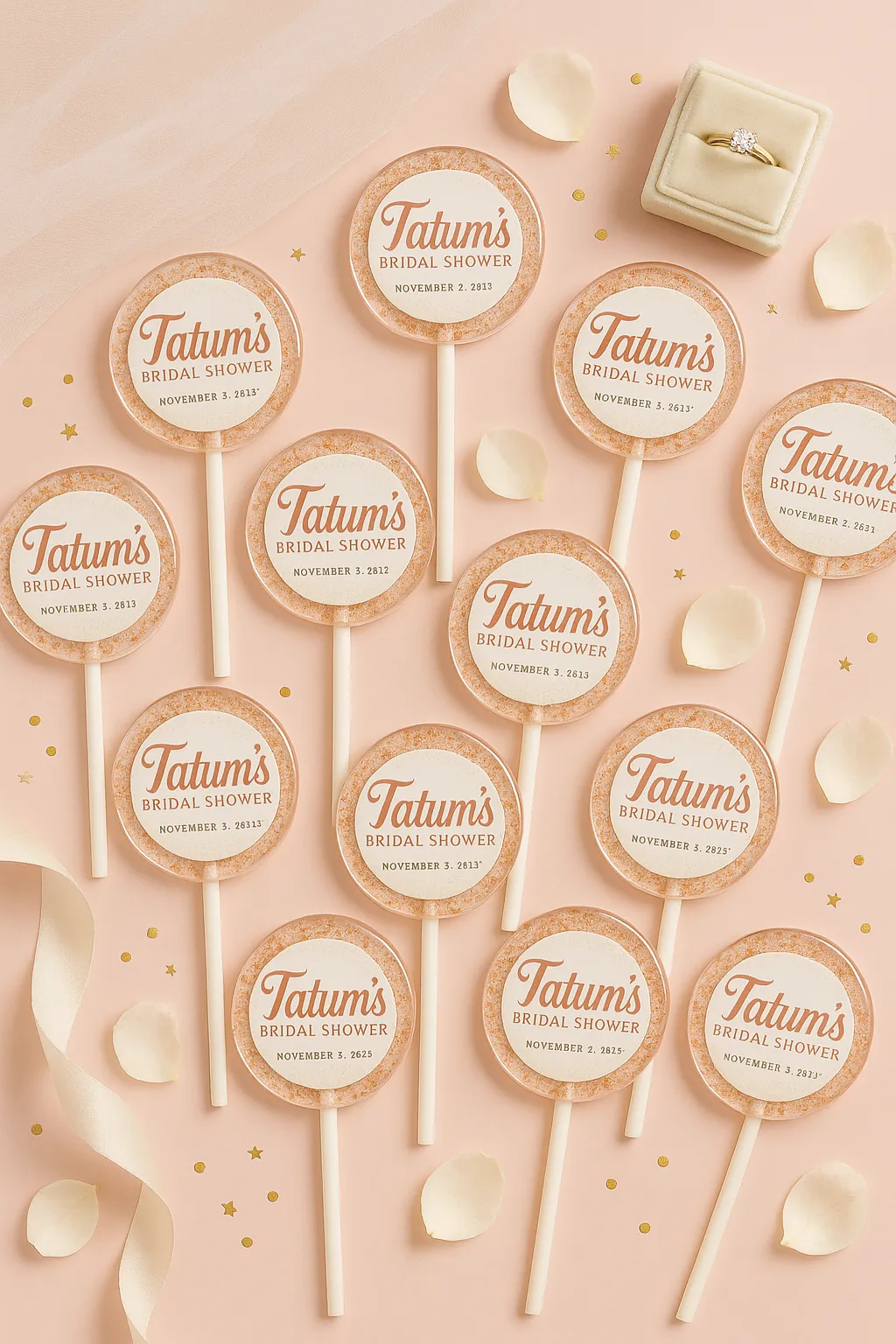 Bridal Shower Lollipops – Custom Rose Gold Wedding Favors 