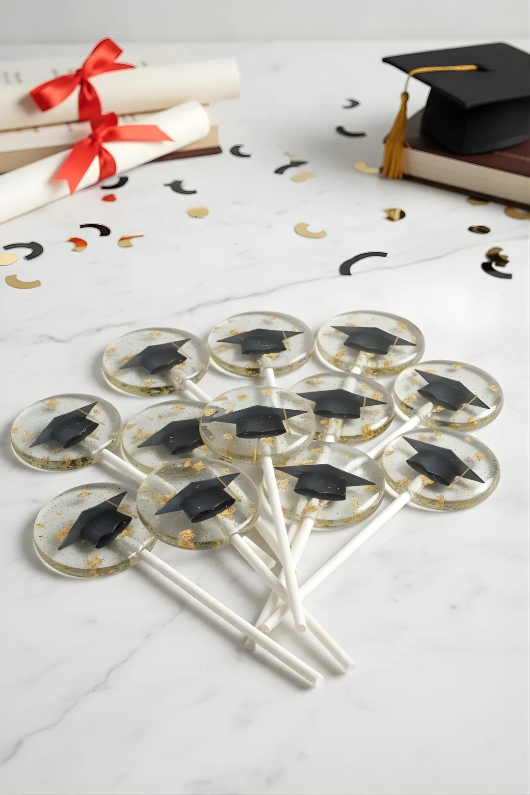 Graduation Lollipops – Graduation Cap with Gold Lollipops