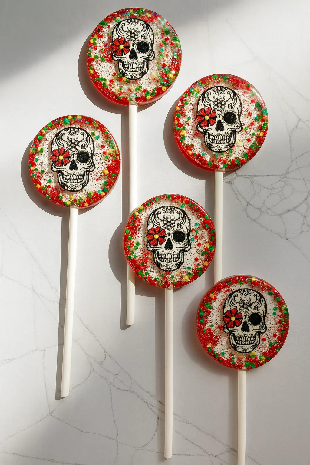 Halloween Party Favors Skull Lollipops with Edible Glitter