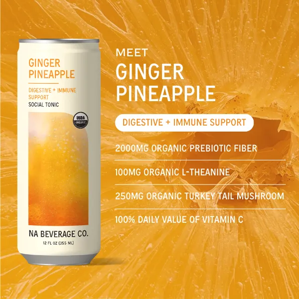 NA Social Tonic, Ginger Pineapple, 12oz (12 Pack)