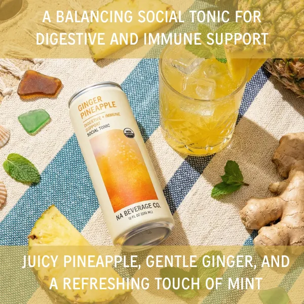 NA Social Tonic, Ginger Pineapple, 12oz (12 Pack)
