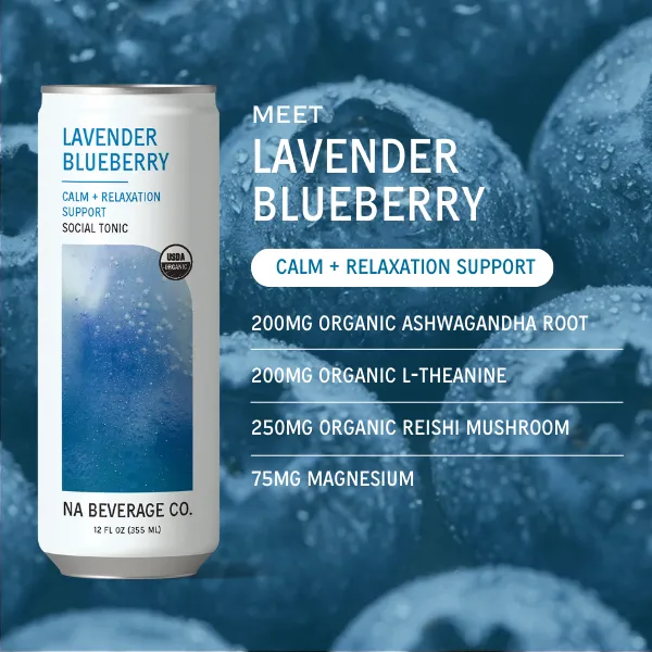 NA Social Tonic, Lavender Blueberry, 12oz (12 Pack)