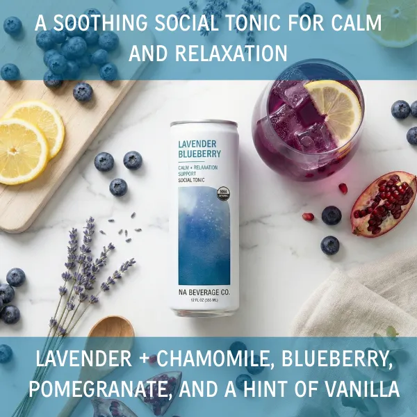 NA Social Tonic, Lavender Blueberry, 12oz (12 Pack)