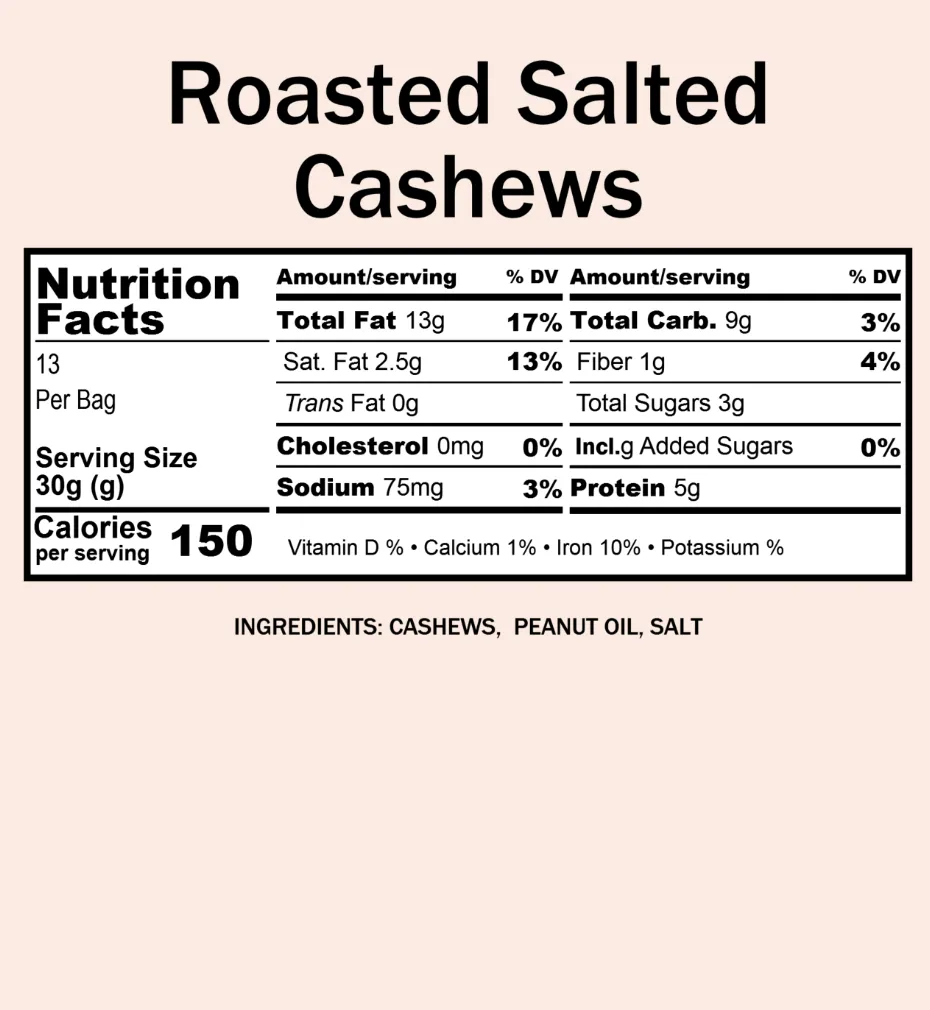 Bulk Cashews, Roasted and Salted
