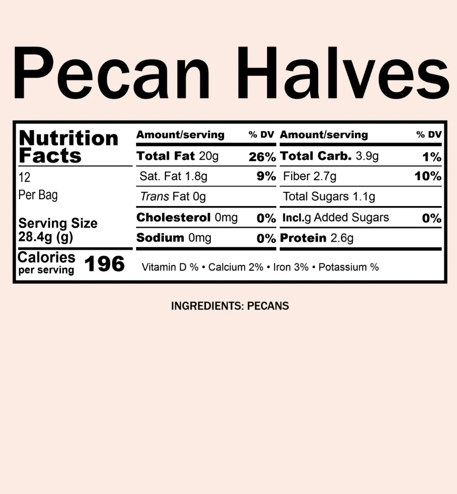 Bulk Pecan Halves, Raw