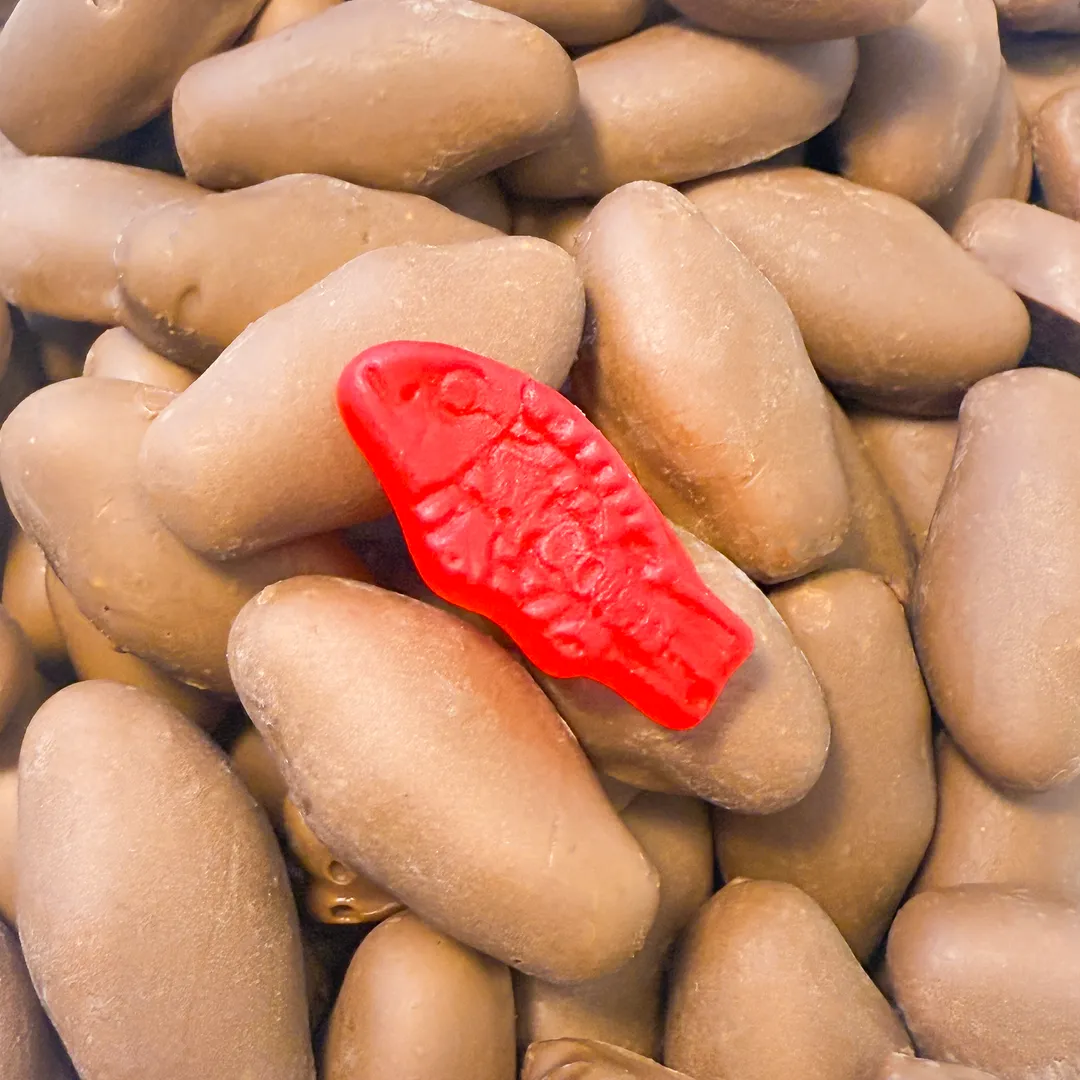 Bulk Swedish Fish, Milk Chocolate Covered