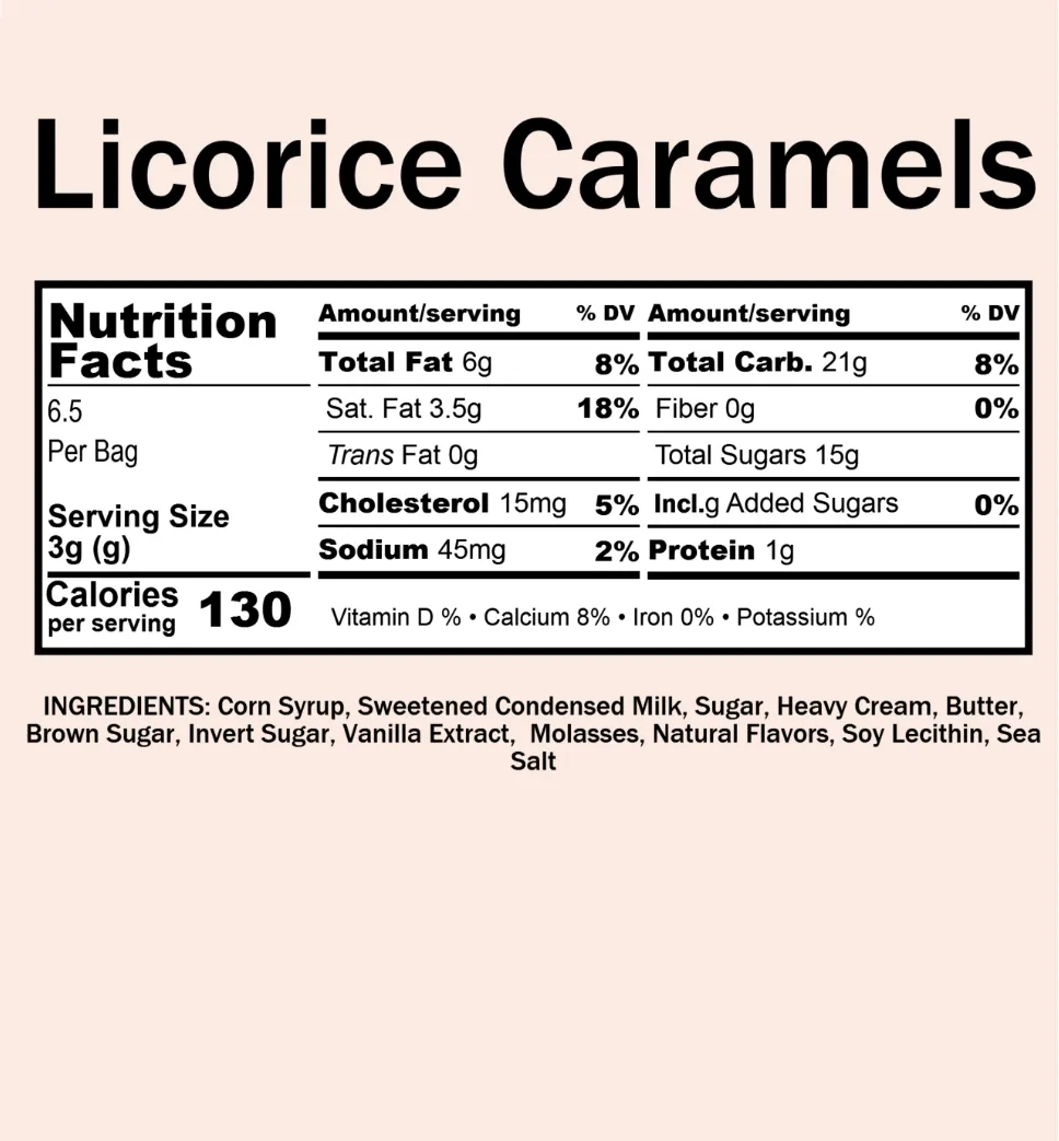 Caramels | Licorice (7 oz bag)