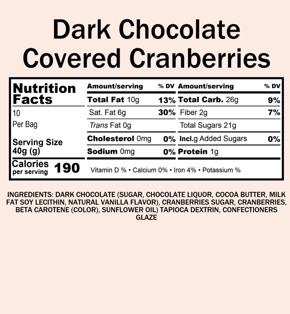 Cranberries, Dark Chocolate Covered (12 oz)