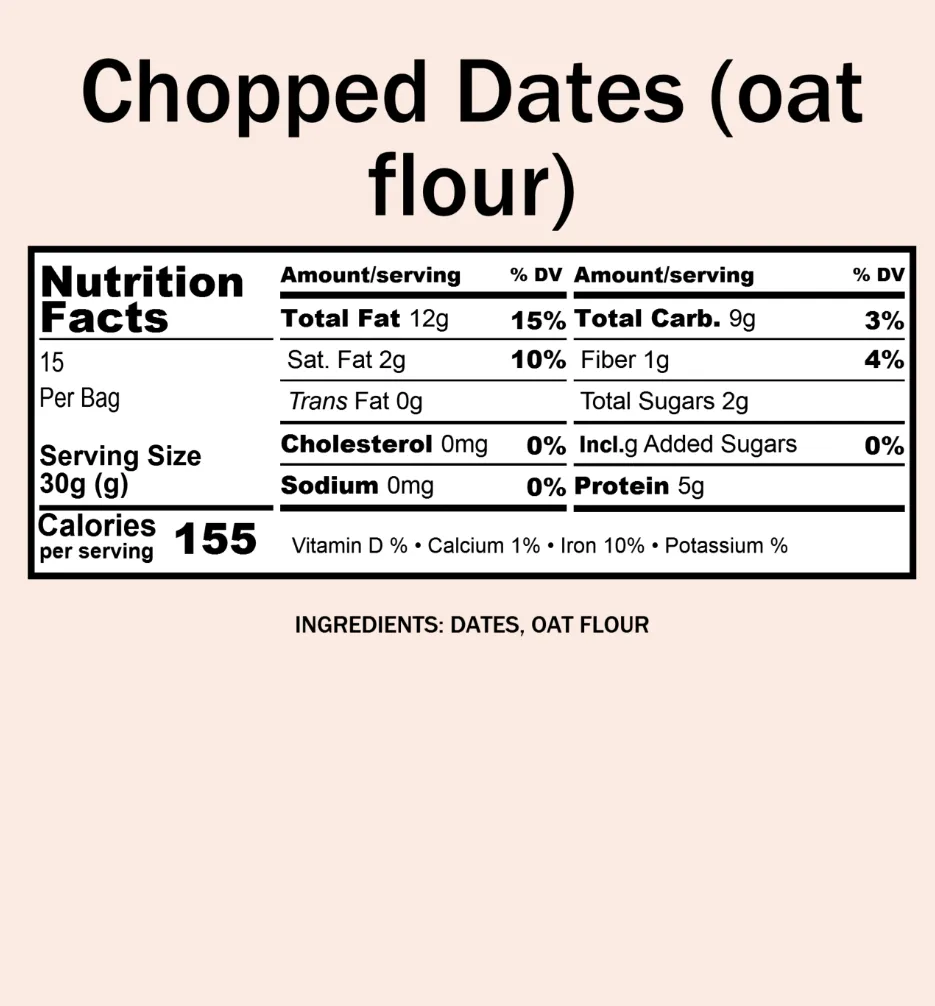 Dates, Chopped Oat Flour (12 oz)