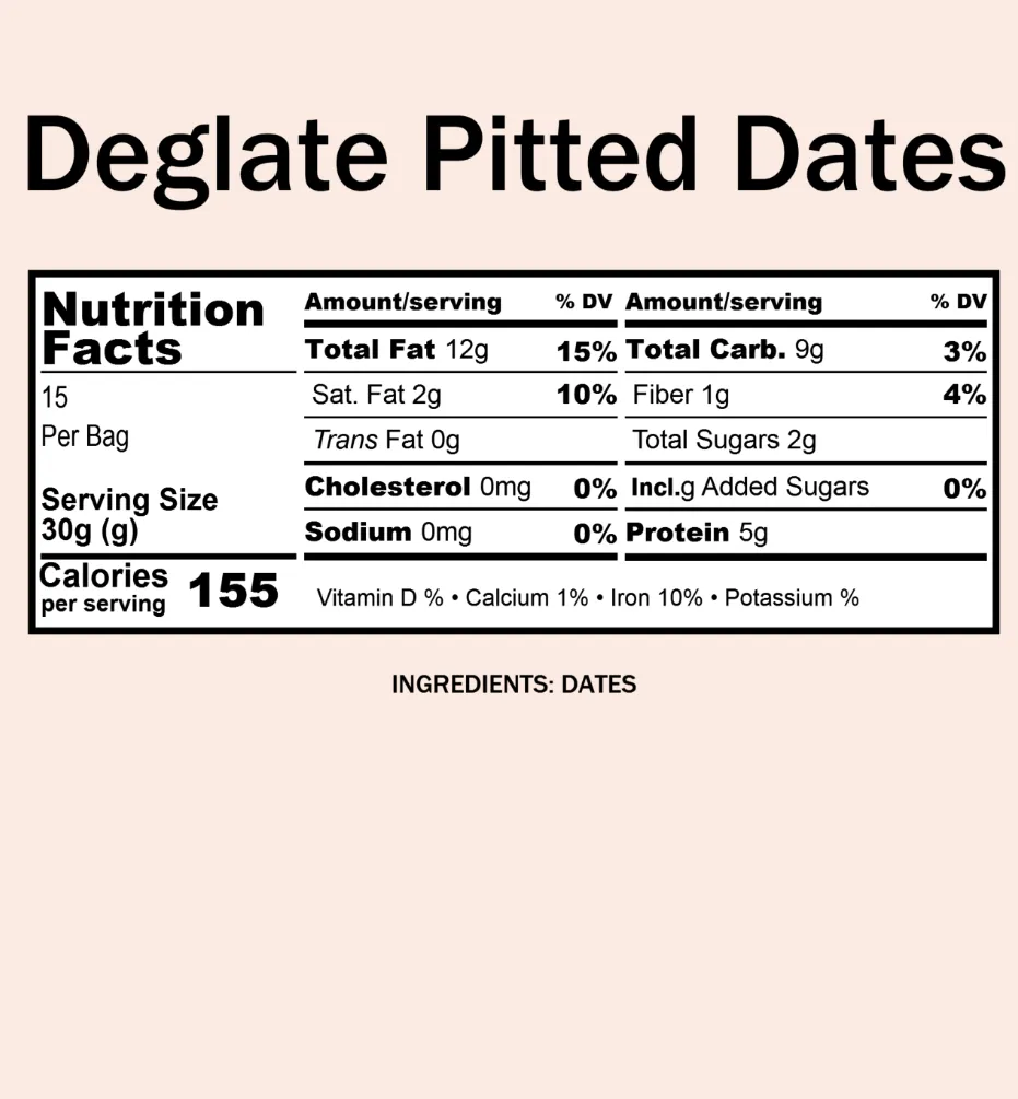 Dates, Whole Pitted, Deglet Noor (12 oz)