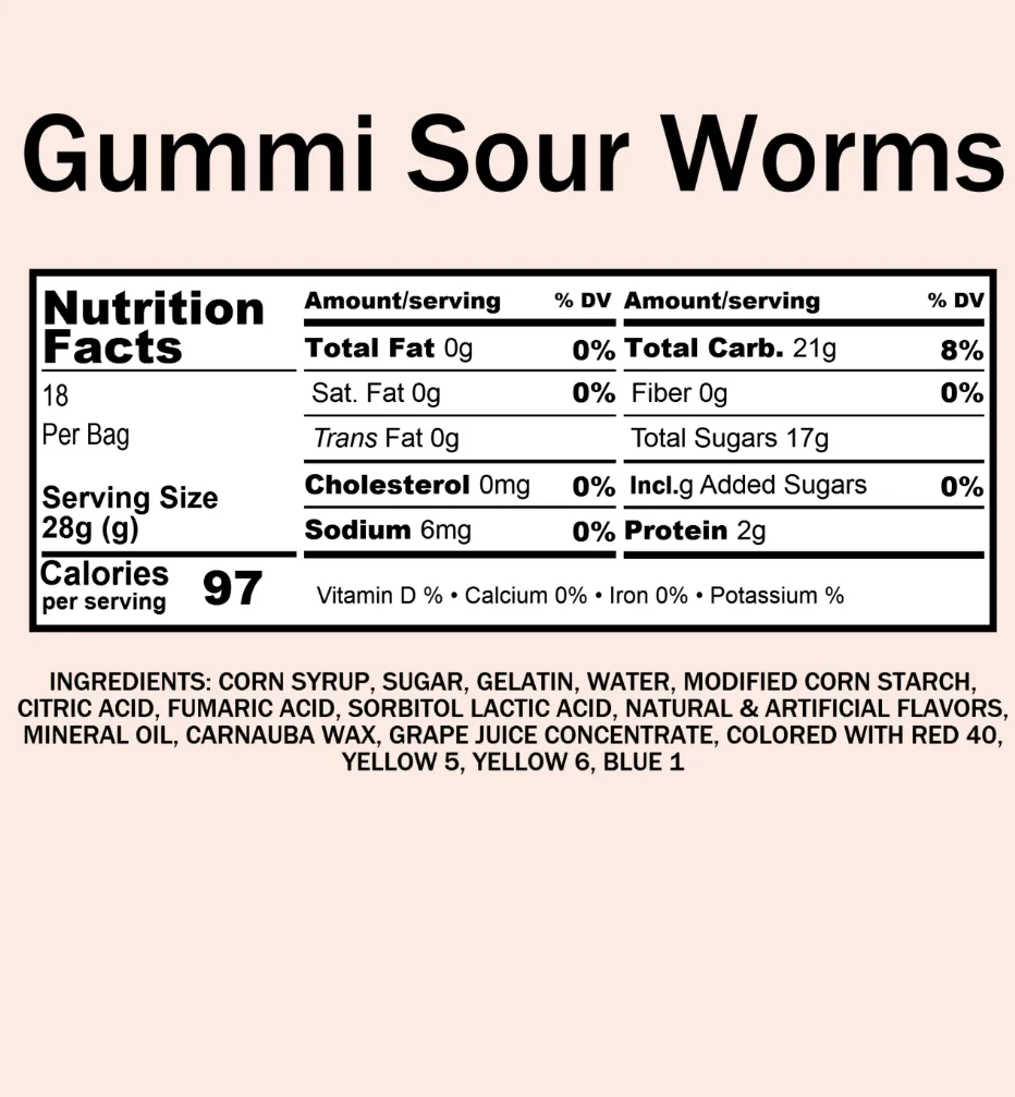 Gummi Sour Worms (12 oz)