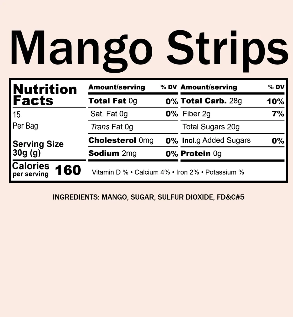 Mango Strips, Dried (10 oz)