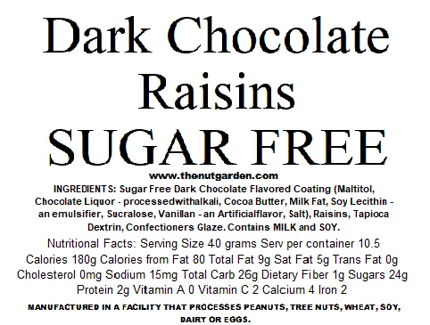 Raisins, Dark Chocolate SUGAR FREE (12 oz)