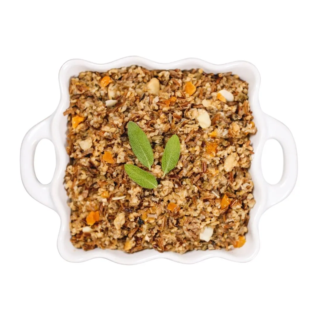 Wild Rice Hotdish with almonds & apricots