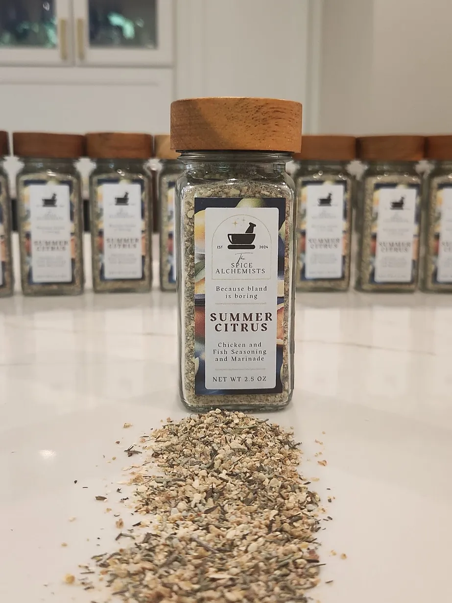 Summer Citrus Seasoning & Marinade: Sunshine in Every Bite (Chicken or Fish!) - 2.5 oz eco-friendly glass jar