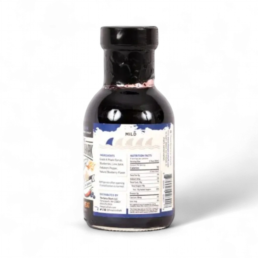Blue Shark Hot Blueberry Maple Syrup (8oz, Mild Heat)