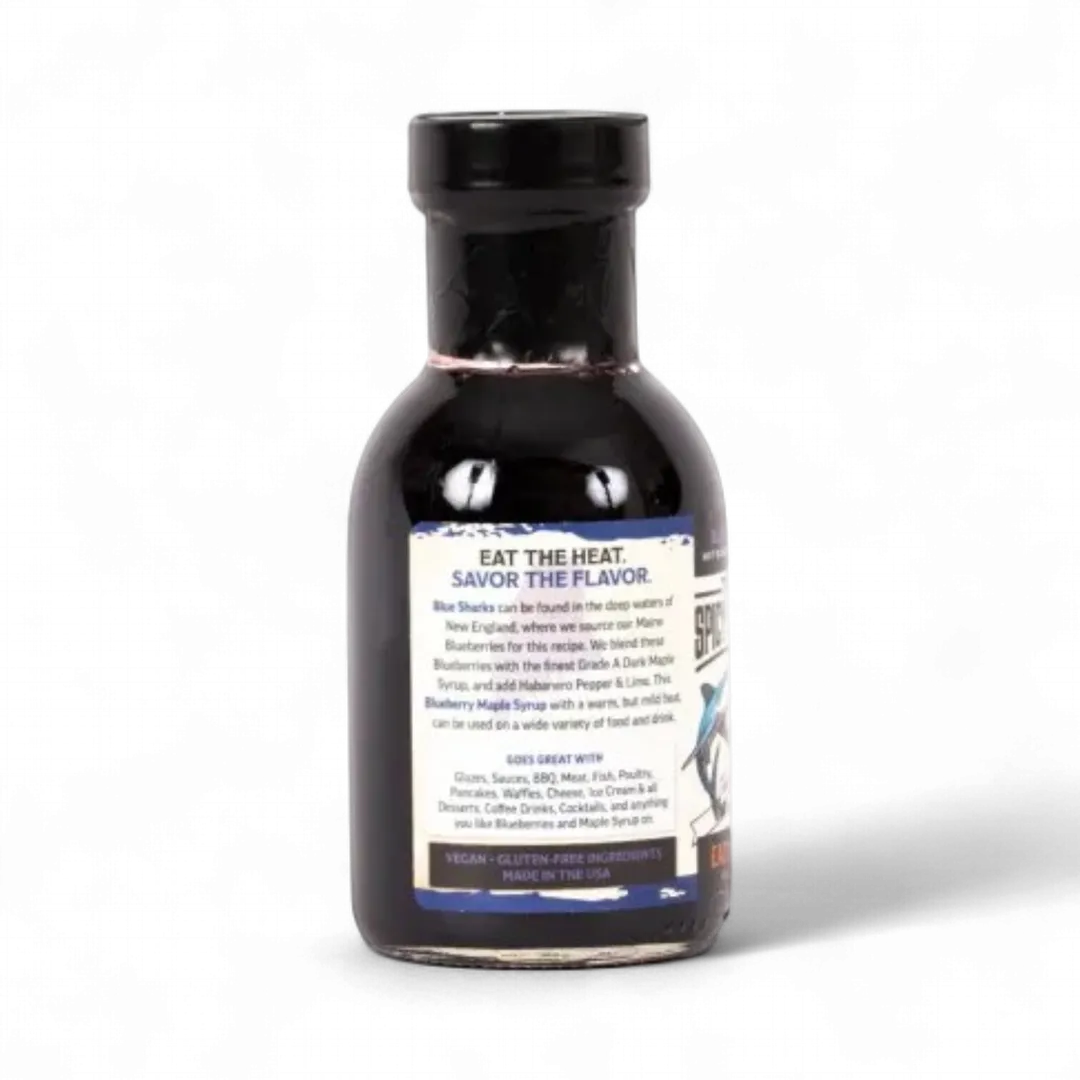 Blue Shark Hot Blueberry Maple Syrup (8oz, Mild Heat)