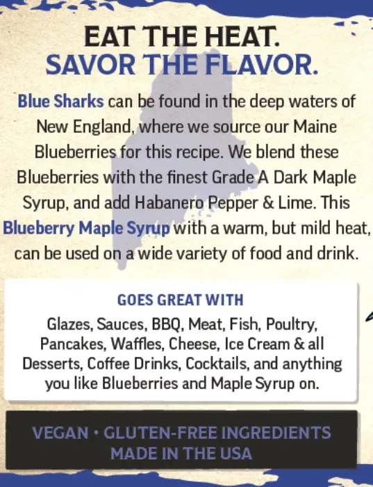 Blue Shark Hot Blueberry Maple Syrup (8oz, Mild Heat)