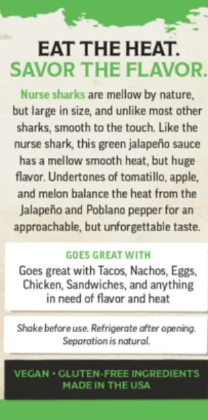 Nurse Shark Jalapeno Hot Sauce (Warm Heat, 5oz)
