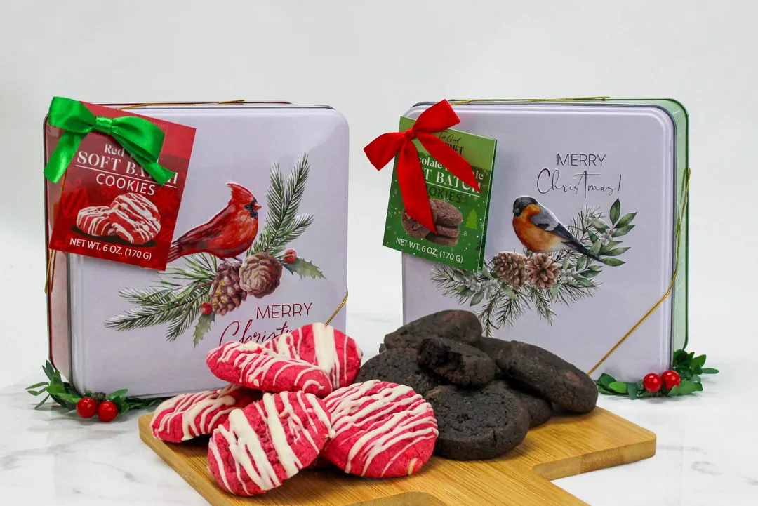 Holiday Bird Square Tins - Brownie & Red Velvet Soft Batch