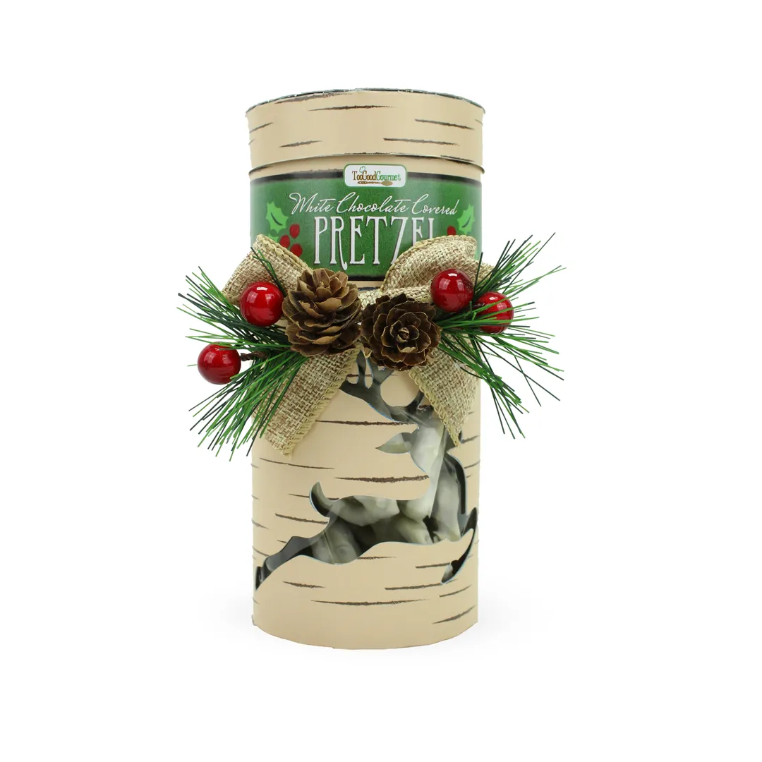 Holiday Woodland Pretzel Jars - Chocolate Dipped Pretzels