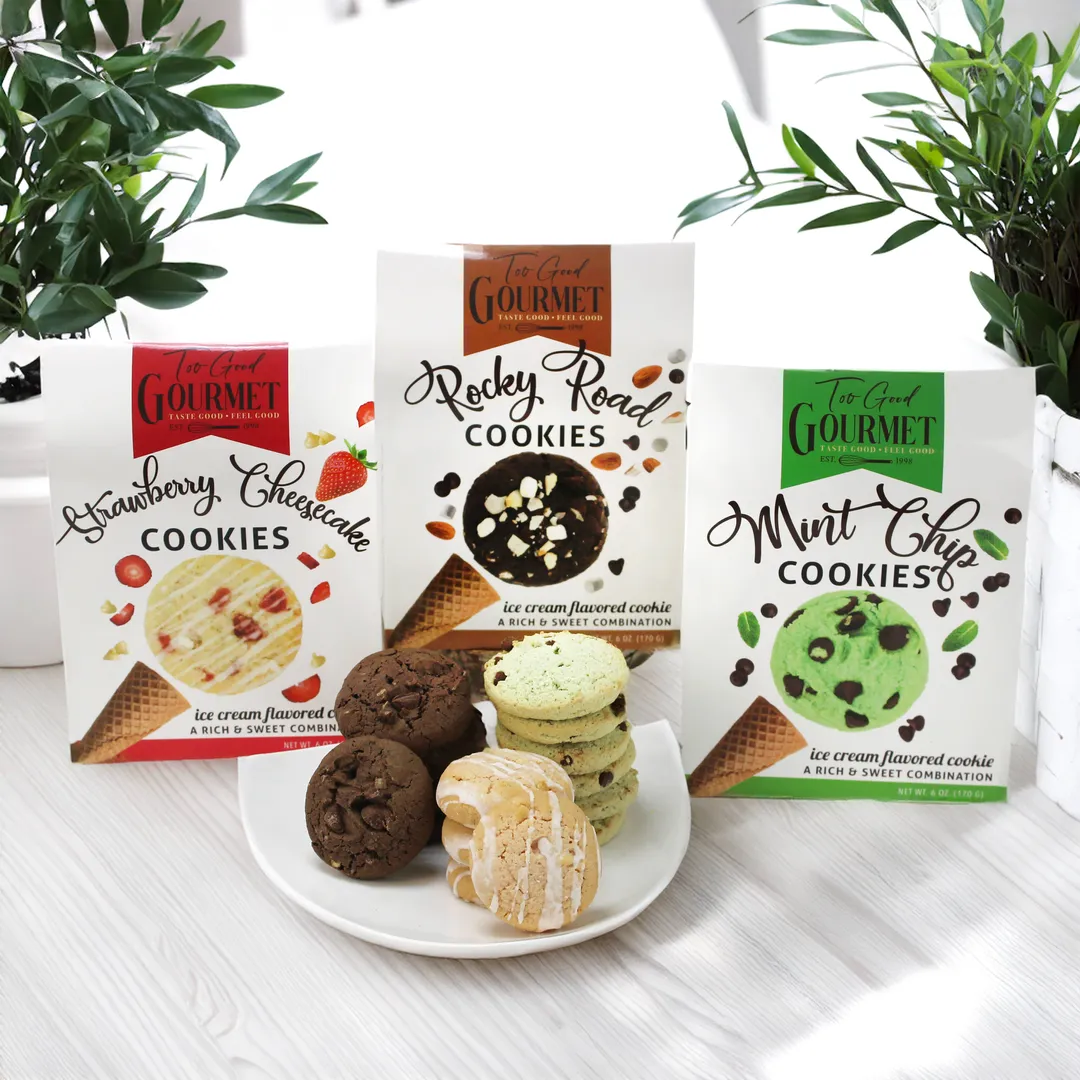 Ice Cream Cookies – Rocky Road, Strawberry, Mint Chip