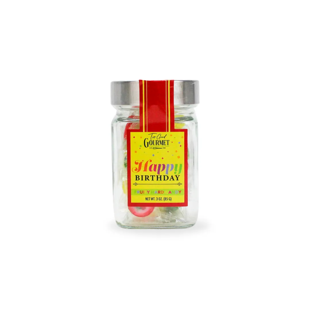 Sentiment Fruity Hard Candy Jars - Thank You, Happy Birthday