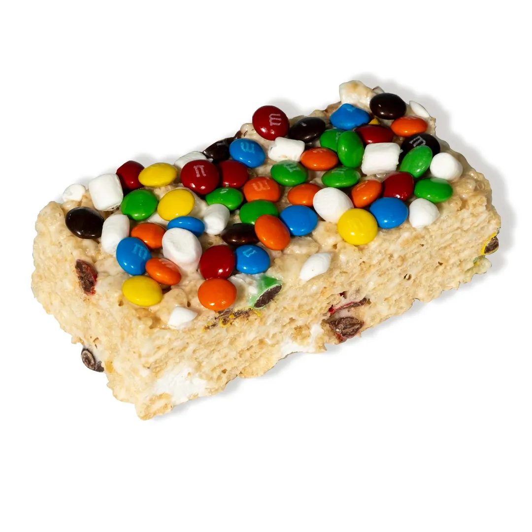 Classic Krispie Rice Treat Bars made with Mini M&Ms