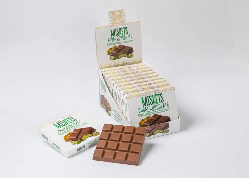 Miskets Dubai Milk Chocolate with Roasted Pastry & Pistachios – 100g