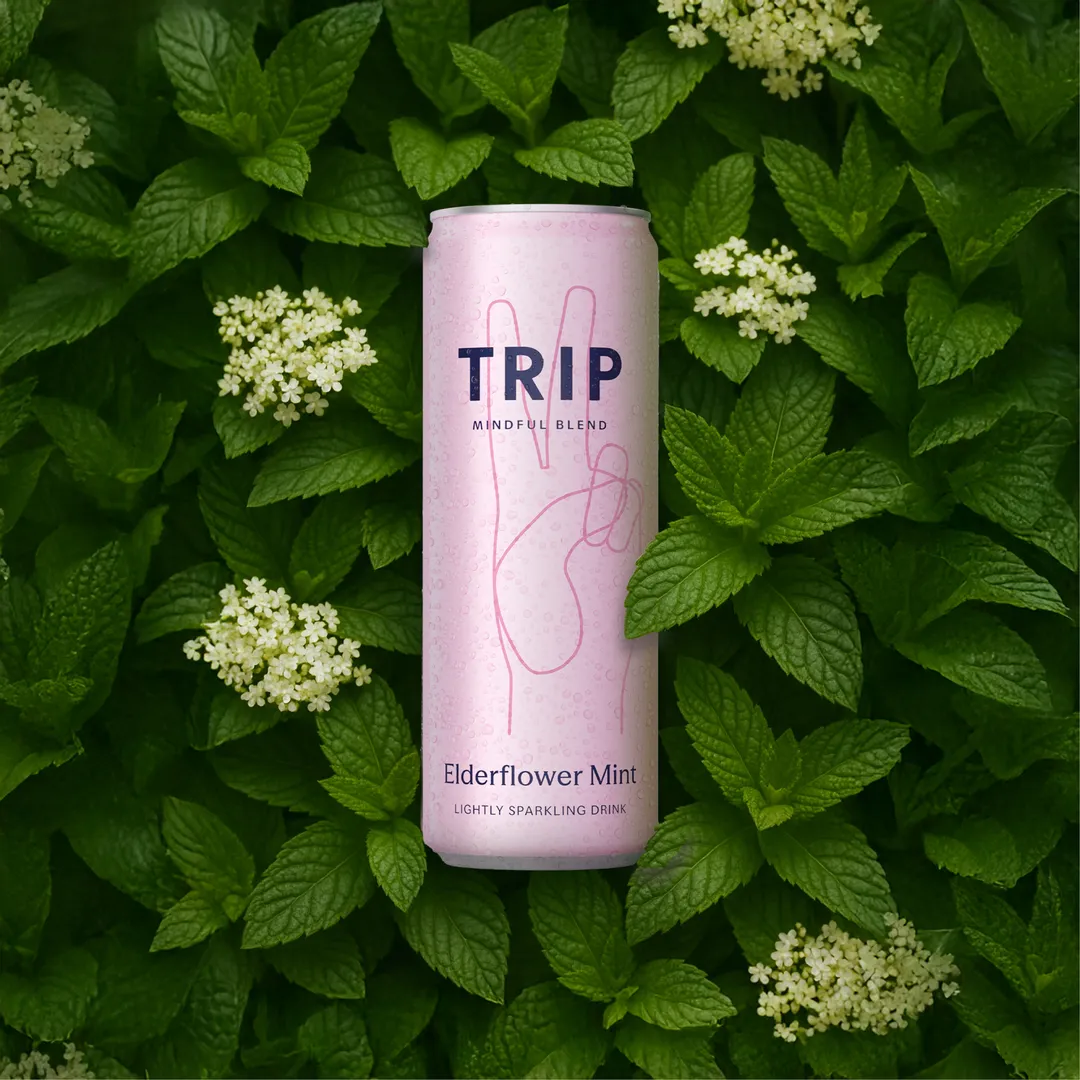 TRIP Mindful Blend Elderflower Mint Sparkling Botanical Drink 12x12oz