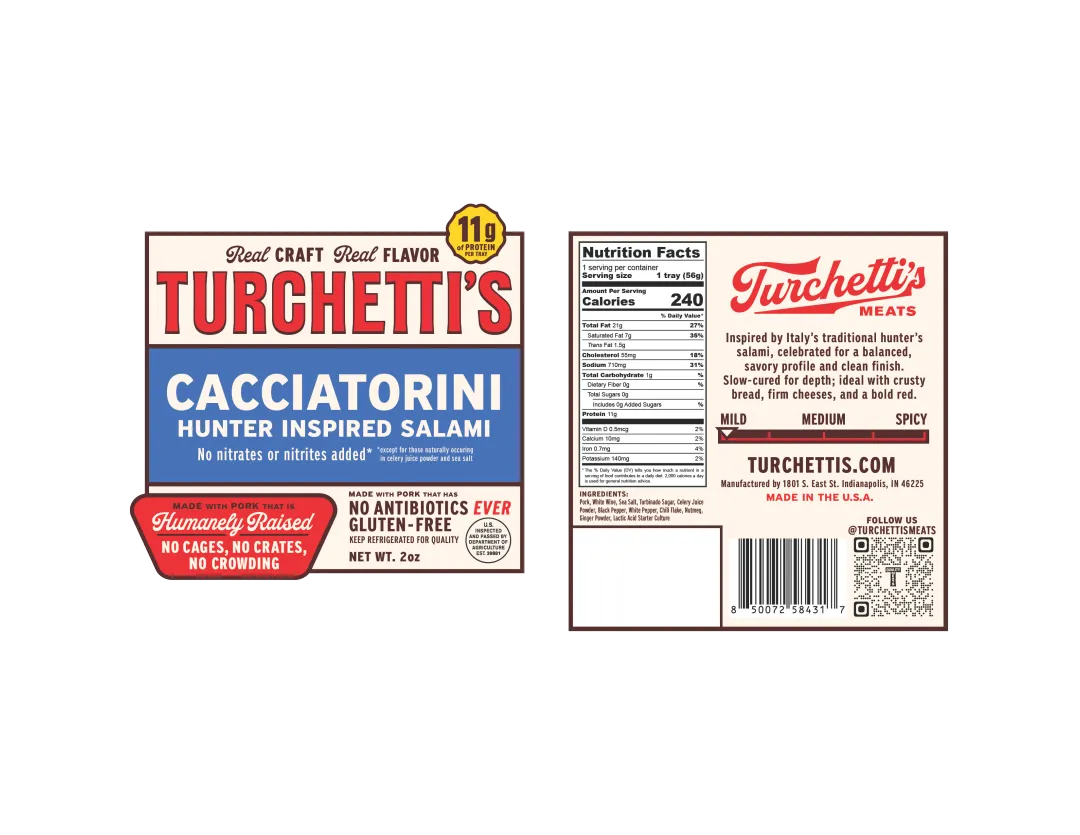 Cacciatorini Salami Snack Tray – Italian Hunter's Salami, Sliced 2oz