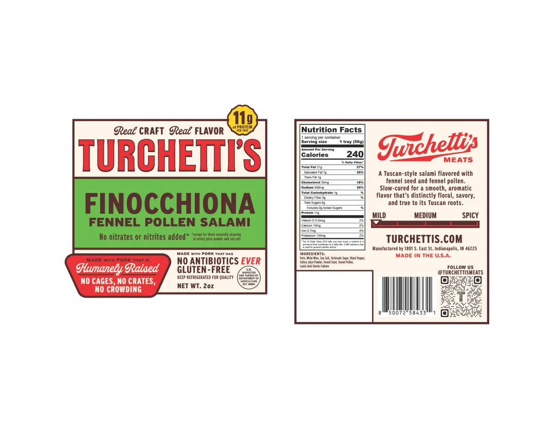 Finocchiona Salami Snack Tray – Fennel Tuscan Charcuterie, Sliced 2oz