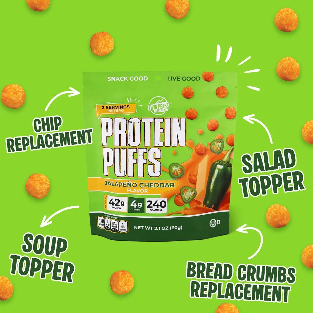 Twin Peaks Ingredients Jalapeno Cheddar Protein Puffs 2.1 oz (60g)