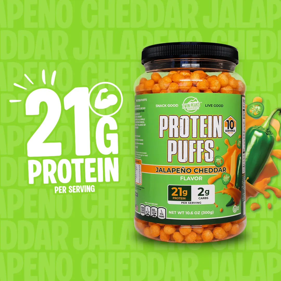 Twin Peaks Ingredients Jalapeno Cheddar Protein Puffs 10.6 oz (300g)