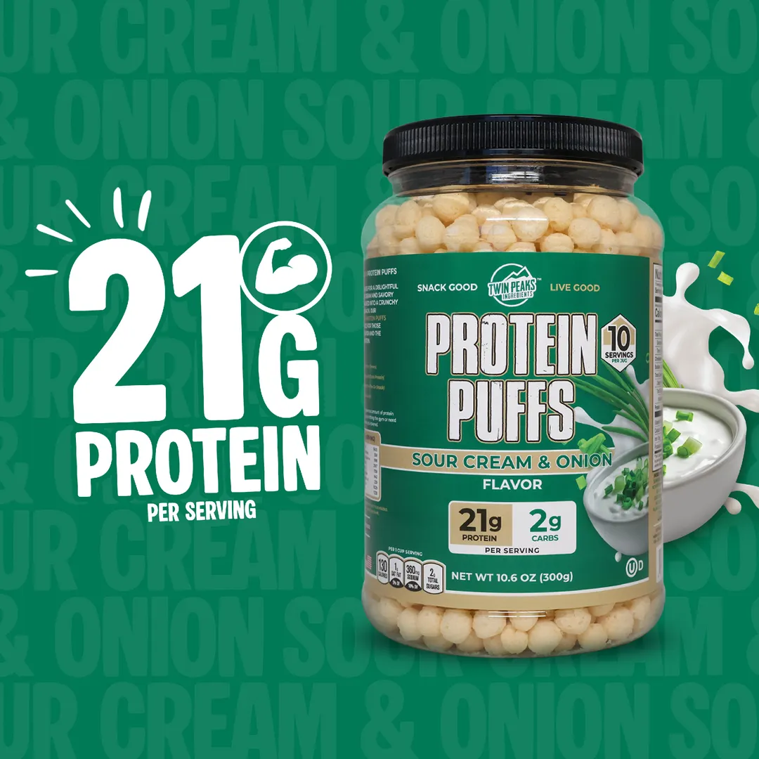 Twin Peaks Ingredients Sour Cream & Onion Protein Puffs 10.6 oz (300g)