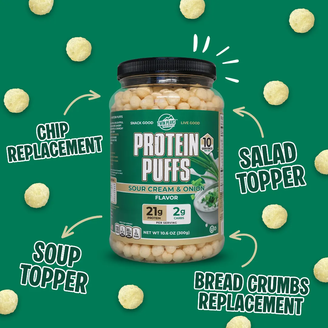 Twin Peaks Ingredients Sour Cream & Onion Protein Puffs 10.6 oz (300g)