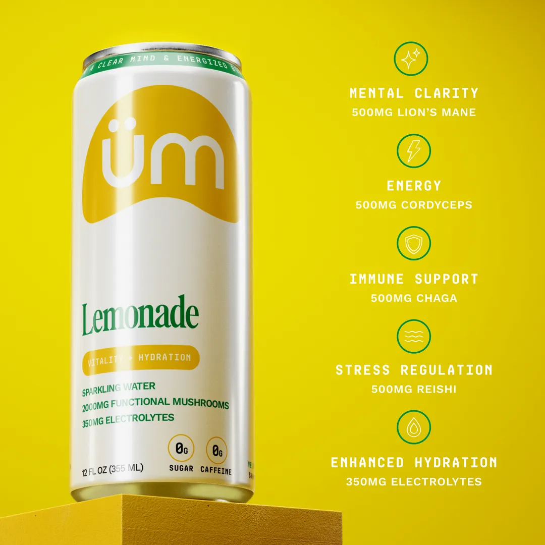 Lemonade Sparkling Water with Adaptogens & Electrolytes 