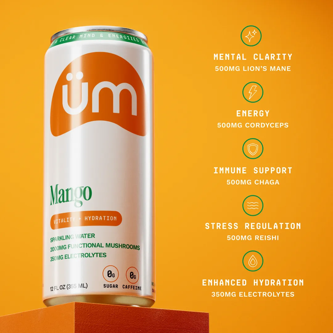 Mango Sparkling Water with Adaptogens & Electrolytes 