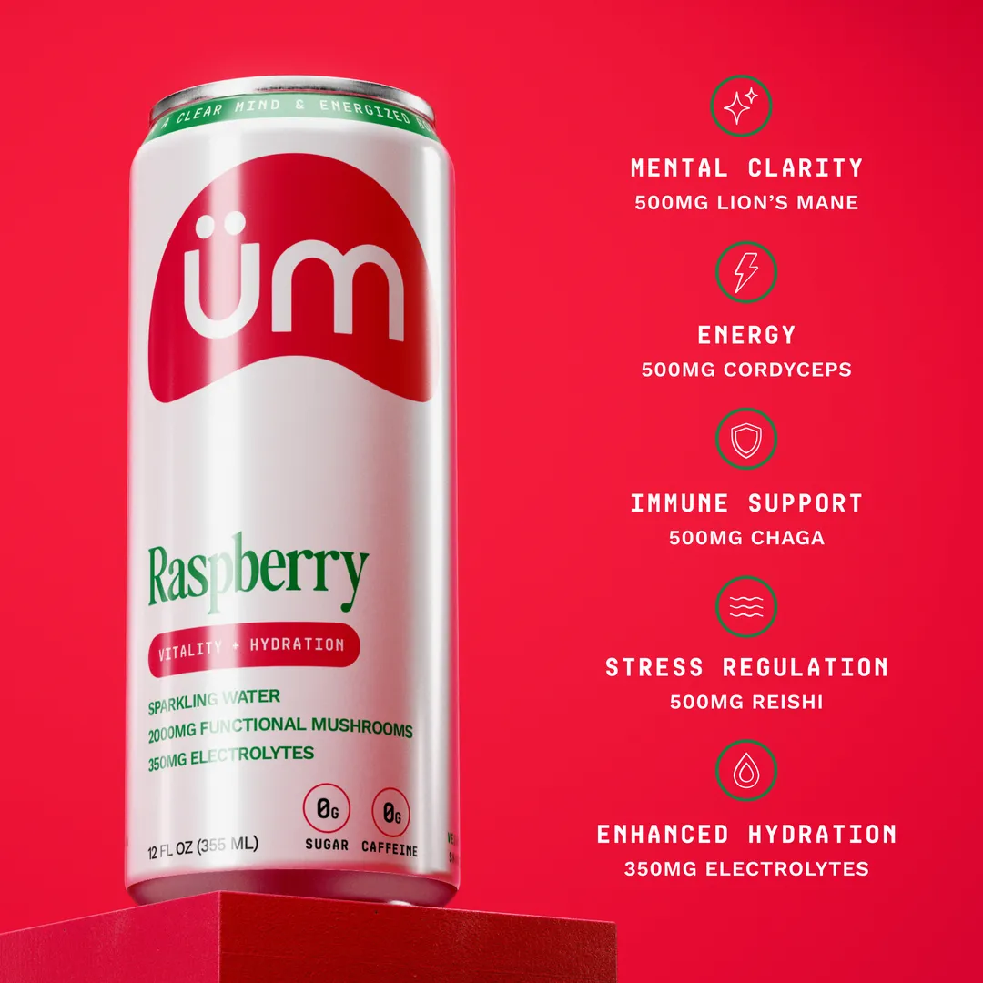 Raspberry Sparkling Water with Adaptogens & Electrolytes 