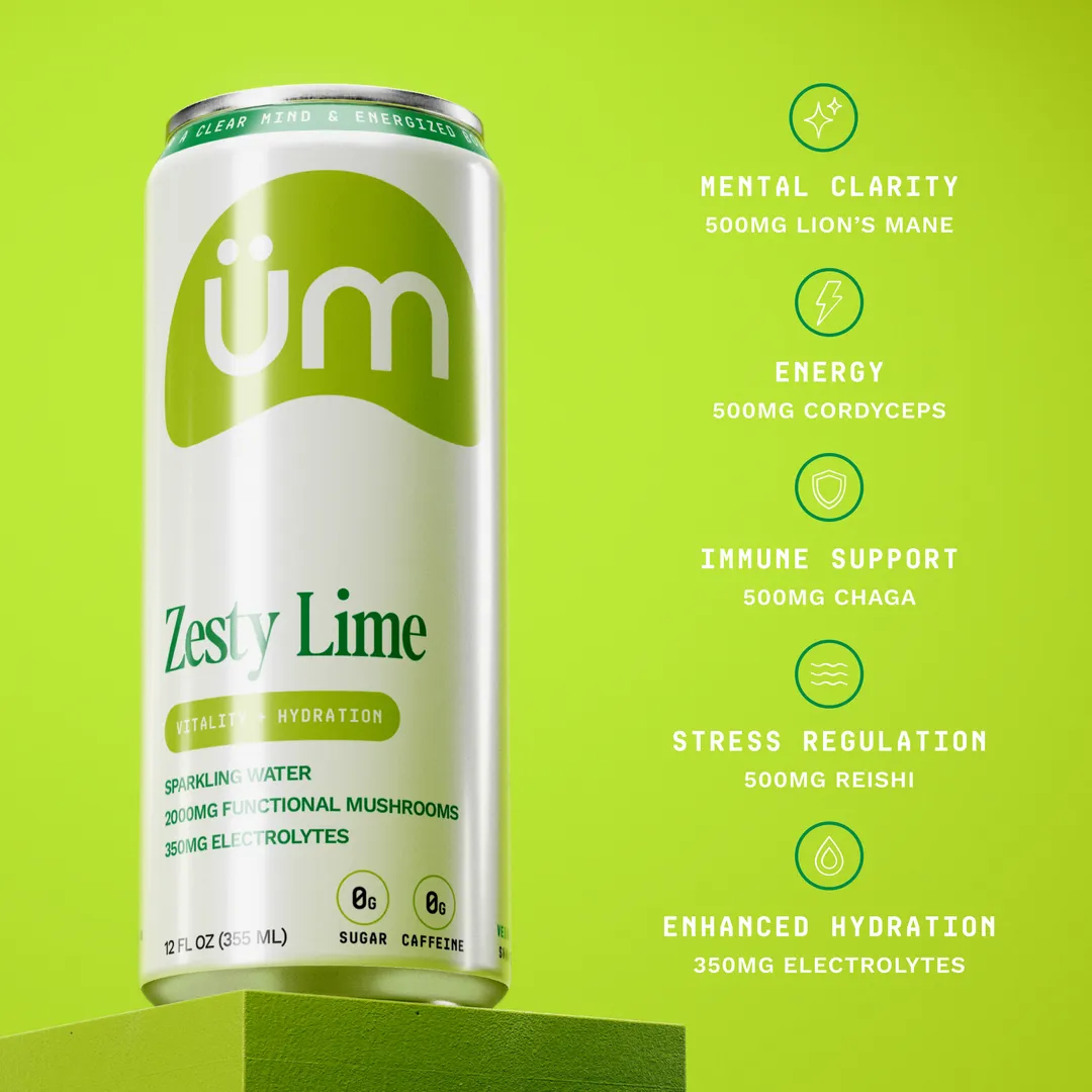 Zesty Lime Sparkling Water with Adaptogens & Electrolytes 