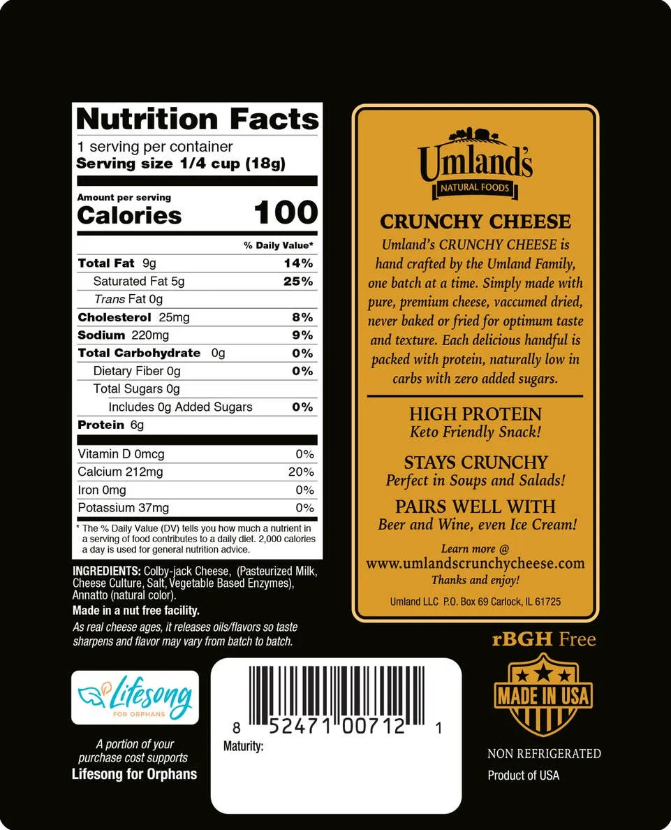 Umland's Crunchy Cheese - 0.6 oz Snacker (Cheddar)