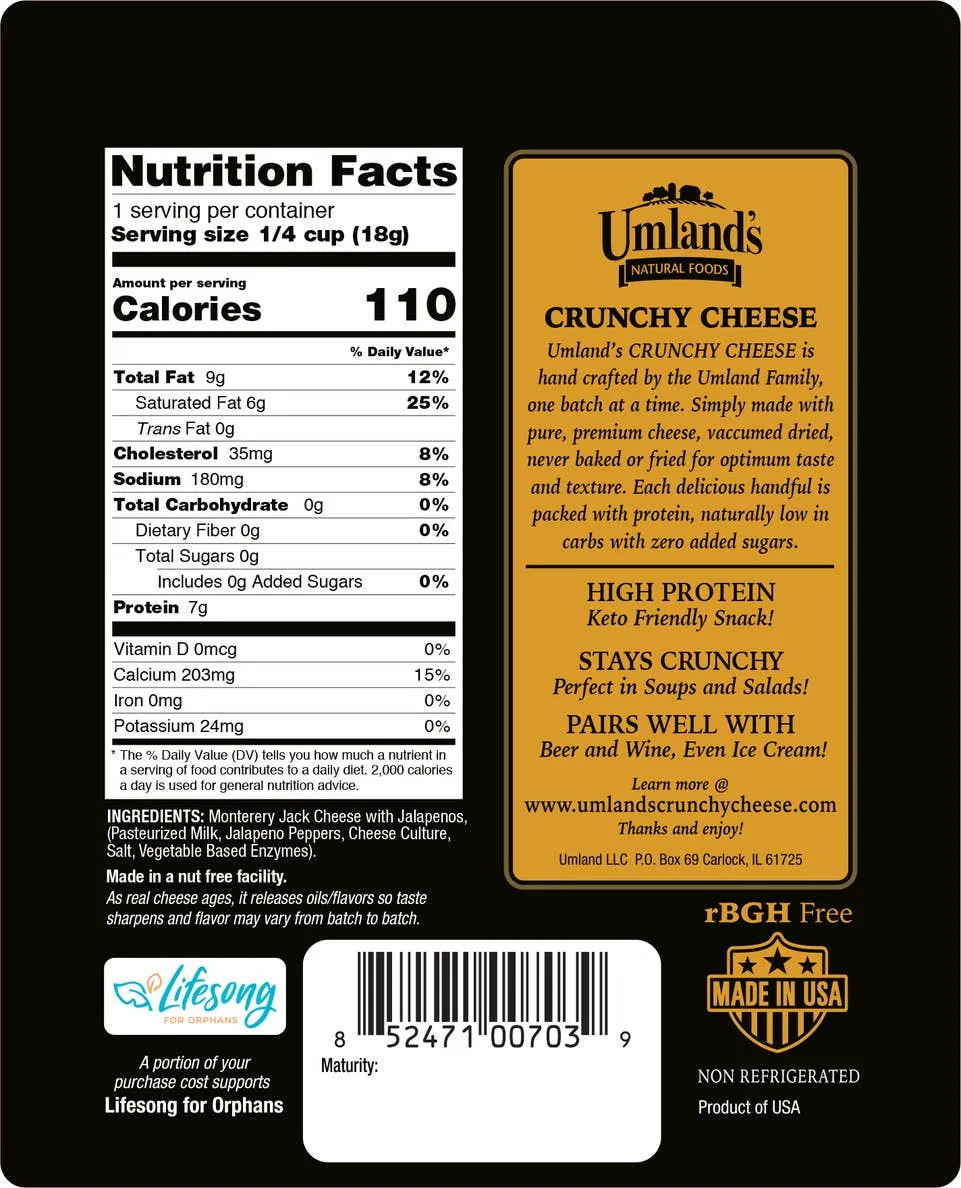 Umland's Crunchy Cheese - 0.6 oz Snacker (Cheddar)